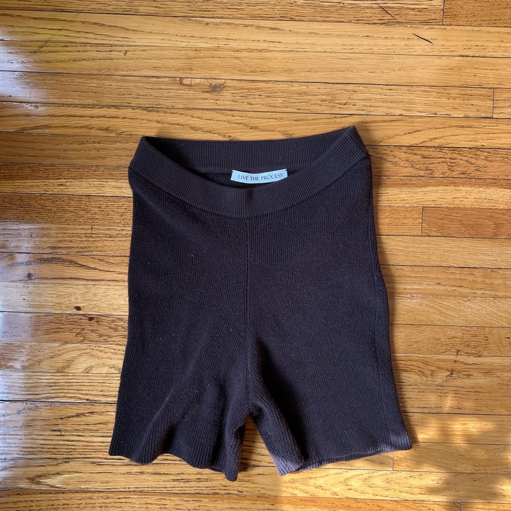 Live the Process Brown Knit Shorts